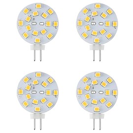 4-Pack 12V 24V DC AC 2W LED G4 Lights Bi-pin Round Diameter 25mm 15led SMD2835 RV Trailers Campers Motorhome Marine Landscape Lighting LED Bulb 20W Halogen Bulb Equivalent (Natural White 4000K)