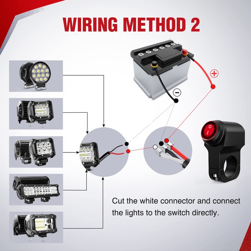 Nilight Motorcycle Handlebar Switch Plug and Play 12V ATV Light