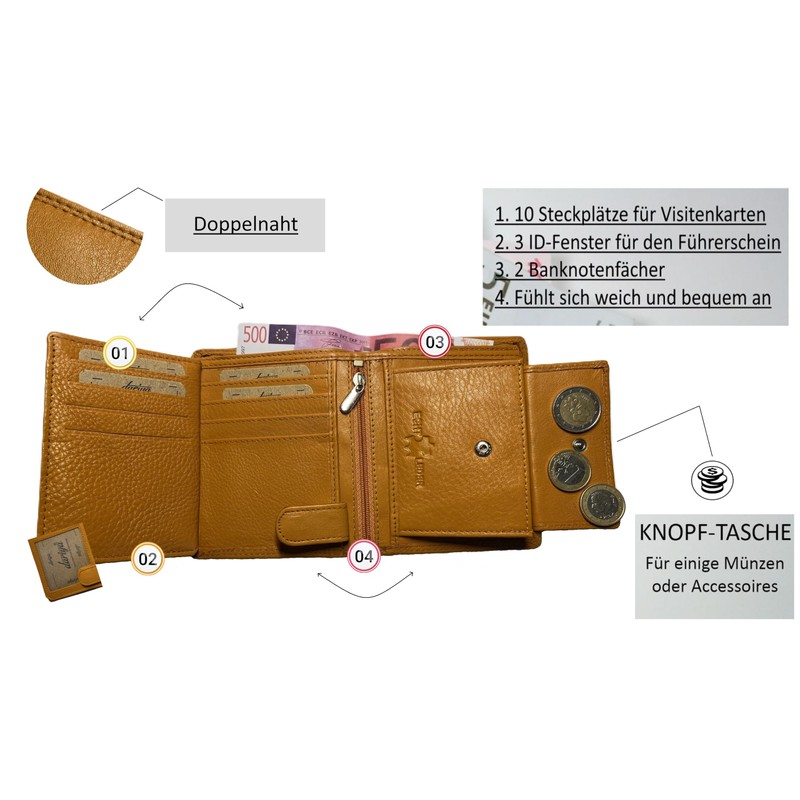 Combination Wallet for Men and Women, Unisex, High-Quality Leather Credit