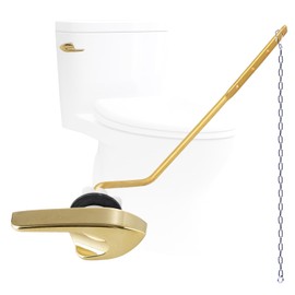 Hygie Rinse Metal Side Mount Toilet Handle Replacement Kit Compatible with Kohler K-GP30324-CP/Glacier Bay Toilet with 1pc Flapper Chain, Toilet Flusher Lever, Shiny Gold