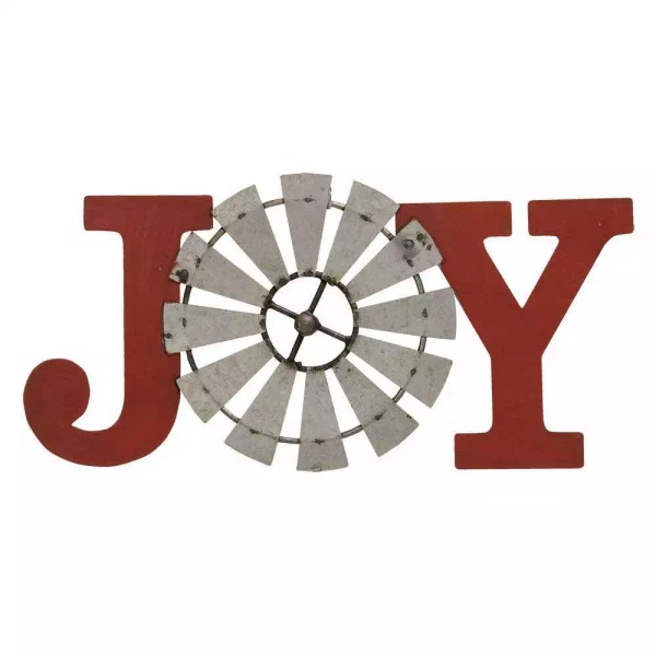 Primitive Apparel Rustic Country Primitive Christmas "JOY" Metal Windmill Wall