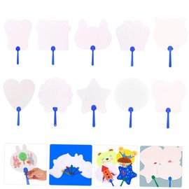 CIYODO 10pcs DIY Drawing Paper Fans for Unfinished Graffiti Handheld Fans for Crafting Stage Performances and Home Decoration
