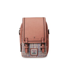 Islander The Baby Jura Crossbody Harris Tweed & Microfibre Leather (Pink-Purple Mini Dogtooth)