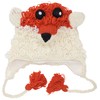 Woollen Handknitted Fleece Lined Trapper Animal Hat Fox