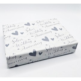 2 Sheets 25th Wedding Anniversary Wrapping Paper Silver Wedding Anniversary Giftwrap (PA)