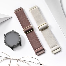 Kollody 2 Pack Stretchy Nylon Watch Bands Compatible with Garmin Venu/Venu Sq,20mm Loop Soft Elastic Straps for Garmin Vivoactive 3/5,Venu 2 Plus/sq 2,Forerunner 165/645/55/245 Music Women Men