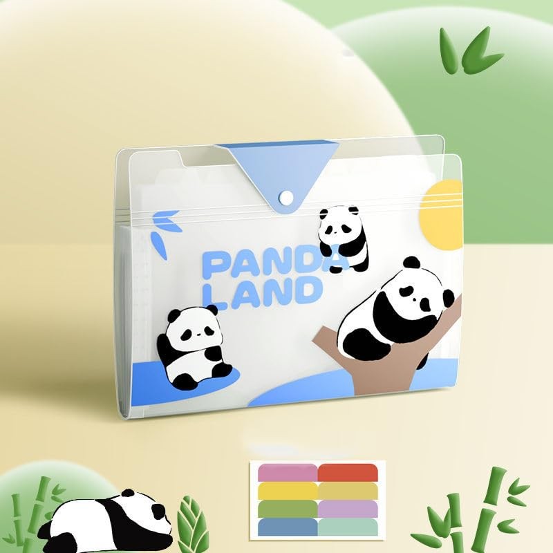 Cute Accordion File with 8 Pocket,Panda Animal Expanding File Folder