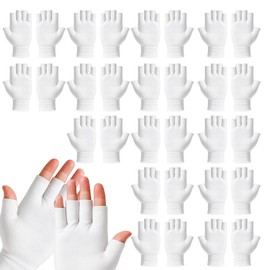 15 Pairs of Fingerless Cotton Gloves, Thin Cotton Gloves for Dry Hands, UV Protection Gloves, Breathable Fingerless Design for Sleeping, Spa, Driving (White)