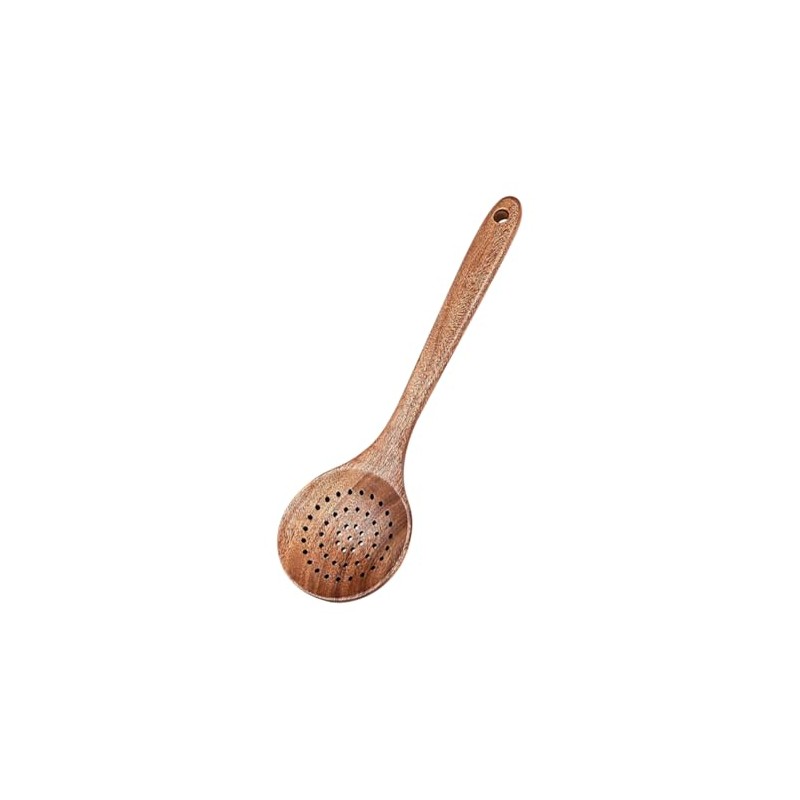 Natural Wooden Skimmer Spoon Long Handle Wood Slotted Spoon Soup