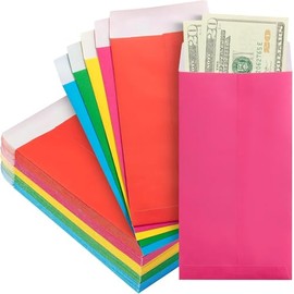 Paquete de 100 Sobres para Dinero Colores, (8.89X16.5CM) Sobres Coin, Organizador de Dinero, con Solapa Engomada Para Monedas, Dinero en Efectivo, Tarjetas de Crédito (Colores con 10 Colores)