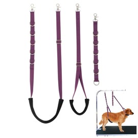 Nicoone 3Pcs Pet Dog Grooming Harness Strap Adjustable Grooming Band Neck and Haunch Holder Table Rope with D- Rings for Small Dogs