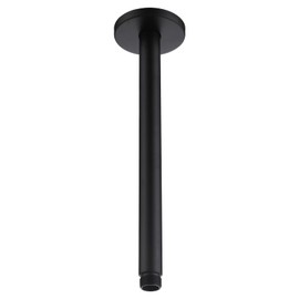 12 Inch Ceiling Mounted Shower Arm with Large Flange, Matte Black, Made of 304 Stainless Steel, Straight Shower Arm for Morden Bathroom