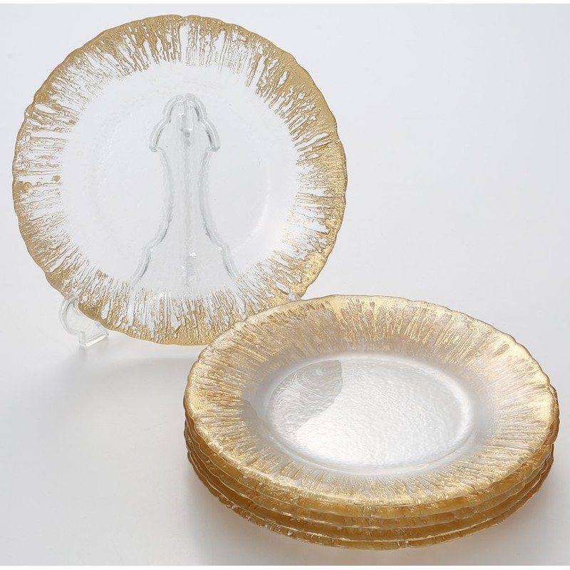 Vetro Felice 349122P Medium Plate Western Tableware Plate, Gold, 8.5