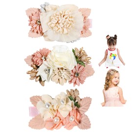 VUCDXOP Girls' Artificial Flower Hair Accessories Hair Clips Set Baby Hair Bow Flower Clip Artificial Head Flower Hair Clip Children's Hair Accessories Hair Clip 3 Pieces