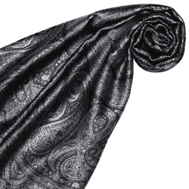 Lorenzo Cana Silk Scarf for Men Scarf 100% Silk Woven Men's Scarf Elegant Paisley Pattern Tone on Tone, charcoal