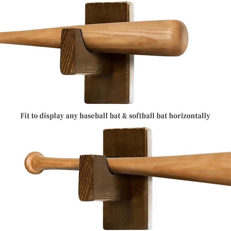 Shiwaki Baseball Bat Rack, Brown Wooden Shelf, Hanging Baseball Bat
