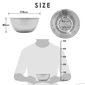 Commercial Stainless Steel Bowl, 6.3 inches (16 cm), Approx. 0.4 gal (1.0 L), SB16 Bowl, Cooking, Kitchen, Smaller