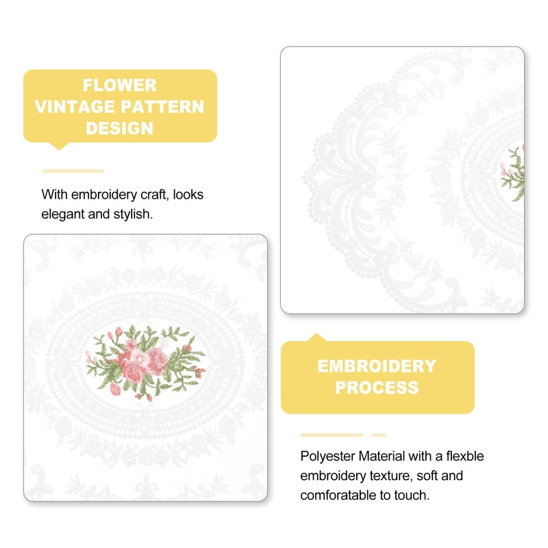 sourcing map Retro Lace Placemat 12x16-in Oval Embroidered Table Place