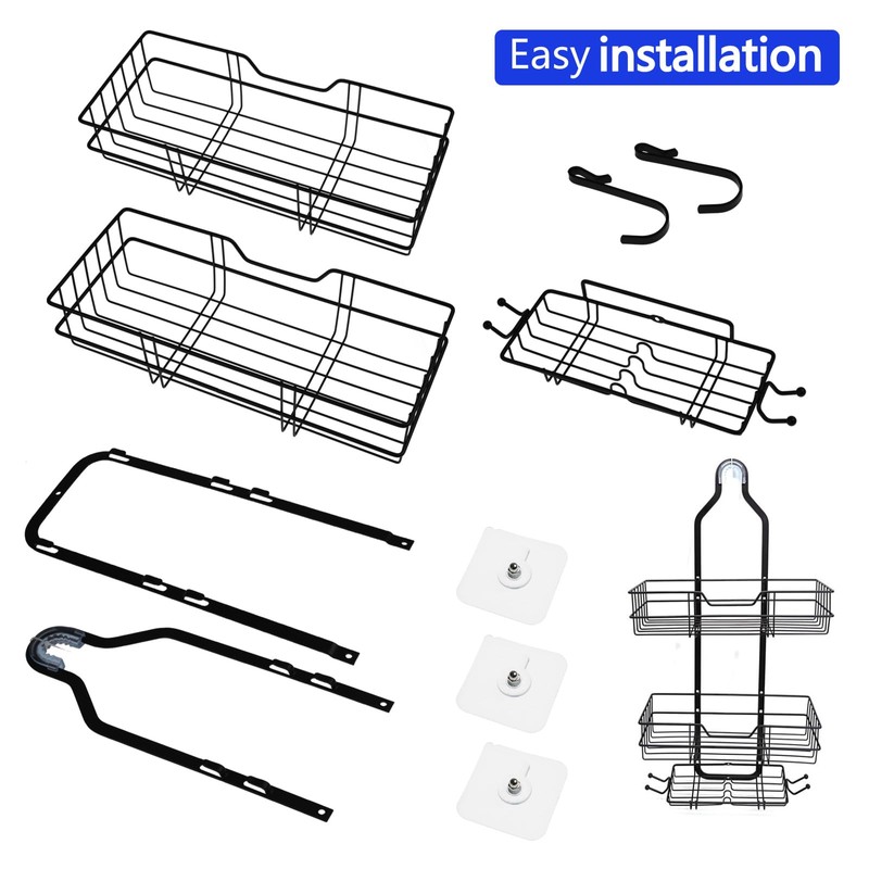 Over the Shower Head Caddy No Drilling black shower caddy