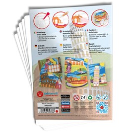 Sabbiarelli Sand-it For Fun - Album Beautiful Italy: 5 Pre-Glued Papers for Painting with Sand (Sand Not Included), Sand Pictures for Children from 5+ Years 5+