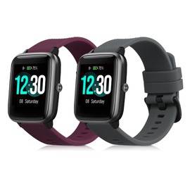 kwmobile Straps Compatible with Willful Fitnesstracker/Smartwatch Straps - 2x Replacement Silicone Watch Bands - Grey/Violet