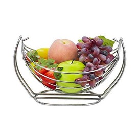HOMION Swinging Fruit Basket Wire Display Basket with detachable Baskets Compact Lightweight Fruit Bowl for Kitchen Counter or Camping Decorative Centrepiece (1 Tier)