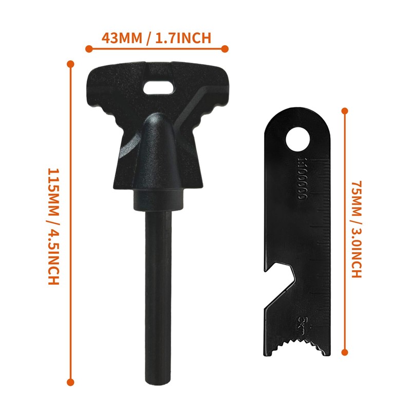 2pcs Fire Steel Survival Flint and Steel with Scale Scraper
