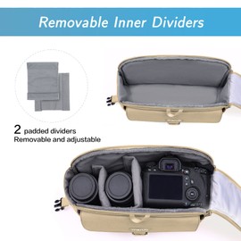 MOSISO Camera Bag Case, DSLR/SLR/Mirrorless Photography Camera Messenger Bag Compact Crossbody Padded Camera Shoulder Bag with Rain Cover Compatible with Canon/Nikon/Sony Camera, Lenses, Khaki