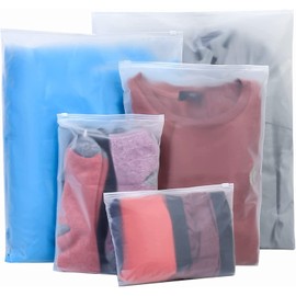 20 Pcs Travel Storage Bags, Clothes Packaging, Reusable Plastic Ziplock, Frosted Waterproof Resealable Clothing Zipper Pouch for Shoes Cosmetics Storage