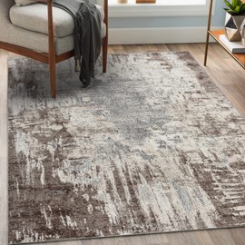 LUXE WEAVERS Euston Collection 7680 Brown 5x7 Modern Abstract Area Rug