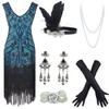 20s Flapper Gatsby Sequin Beaded Evening Cocktail Dress with Accessories
