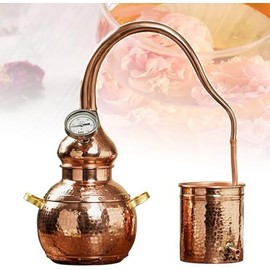 Pure Copper Alembic Still Kit para aceites esenciales e hidrosol con termómetro, compatible con inducción y llama abierta