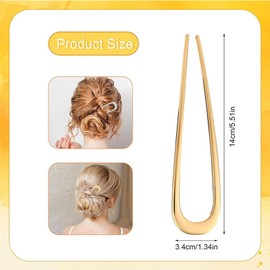 AHSMY Metal French Hair Pin, U Shaped Hairpins for Thick Hair, Hair Accessories, 2 Pcs Twist Hair Pin for Women Girls (Gold)