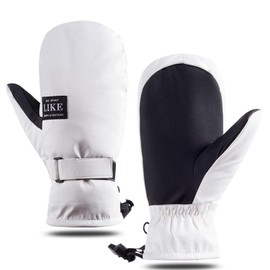 HNGEMSY Winter Mittens for Women, Ski Gloves, Winter Gloves, Waterproof Cycling Gloves, Windproof Thermal Gloves, Warm Sports Like Running, Cycling (White, L)