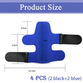 ZKFSIE 4Pcs Adjustable Finger Splints - Breathable & Comfortable Finger Support for Broken, Trigger, and Mallet Fingers, Broken Finger Splint, Relieve Joint Discomfort (Blue & Black)