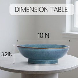 Ronanemon Ceramic Fruit Bowl,10.2" Decorative Bowl, Large Fruit Bowl for Kitchen Counter, Pedestal Bowl, Kitchen Counter Décor, Bread Candy Snacks Organizer(Starry sky blue)