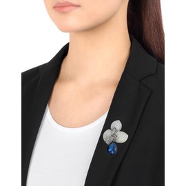 Gorgeous Crystal Flower Leaf Brooch Pins Wedding Bouquet Jewelry for Women Bridal (Royal Crystal Flower)