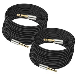 Yueyinpu Pack of 2 Guitar Cables 1/4 Inch Instrument Cable with 6.33mm Straight TS Jack (16 Feet-2 Pack)