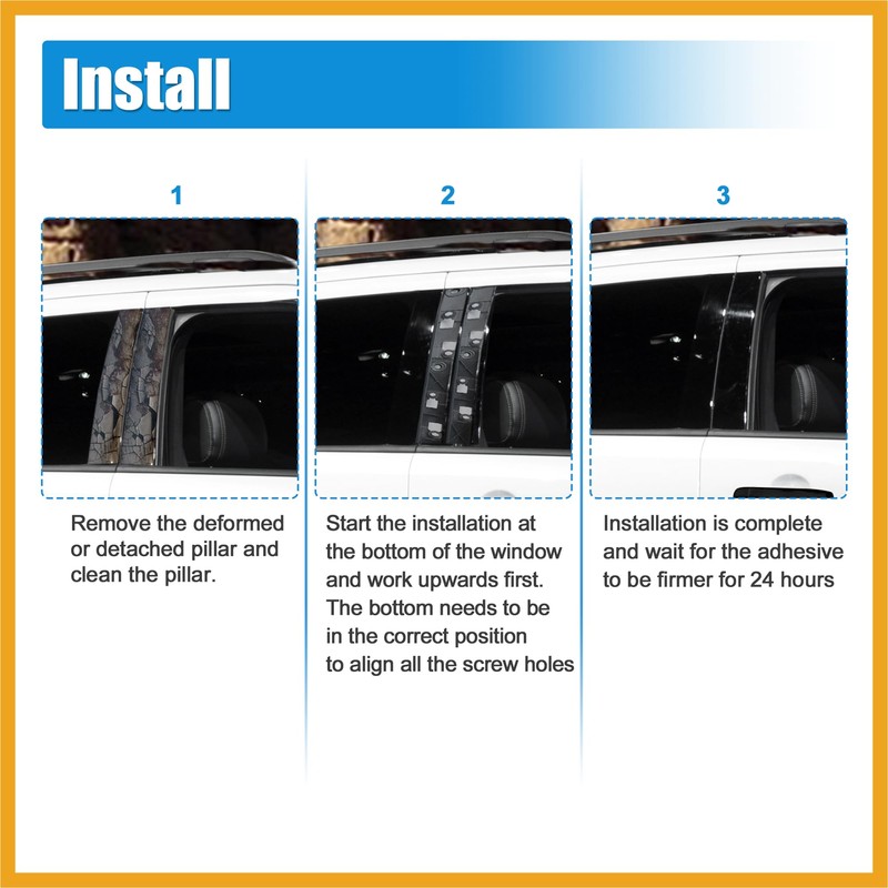 Partuto 1 Pair Windshield B Pillar Trim Panel NO.BB5Z-7820555-BB/BB5Z-7820554-AB Door