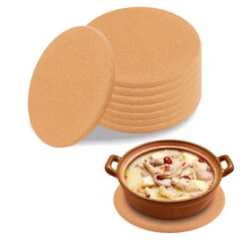 Pack of 8 Cork Trivets, 19 cm Diameter, Cork Coasters, Round, Non-Slip Coasters, Pot, Round Pot Coasters, Heat Resistant for Pots, Casserole Dish, Pans