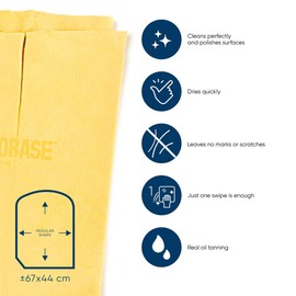 IDROBASE Autoleder, Ledertuch, Hirschleder, fensterleder echt Leder, Chamois Leder, abledertuch dusche, Autotrockentücher, Autotuch, Velourstuch (670x440 mm)