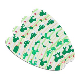 Cute Cactus with Flowers Pattern Double-Sided Oval Nail File Emery Board Set 4 Pack