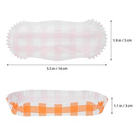 TOPPERFUN 100Pcs Paper Hot Dog Tray, 5.5x2.0x1.2in Disposable Hot Dog Tray, Retro Checkered Hot Dog Wrapping Paper, Rectangular Grooved Hot Dog Greaseproof Liner for Takeaway Hot Dogs, Tortillas