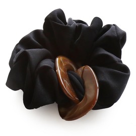 JewelVOX Scrunchie Hair Rubber Hair Accessory Tortoise Shell Marble Charm for Women, Popular, Adult, Cute, Stylish (Black)