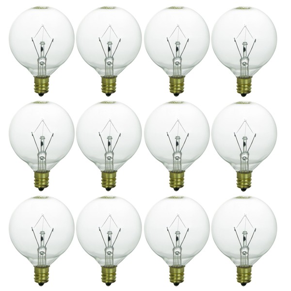 Sunlite 40153-SU G16.5 Globe Light Bulbs 25 Watts, Candelabra Base (E12), 120 Volt, Incandescent, Dimmable, 12 Count (Pack of 1), 32K-Warm White