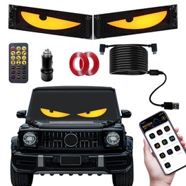 2PCS Synchronized Devil Led Eyes Light for Car Windshield, 15"x4" Programmable ojos led para carro Sign, Full Color Electra Eyes for Truck, DIY Led Matrix Panel, Smart App & Remote Contro