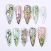 Press On Nails Dragonfly with Pink Flower 3D Nature Fake