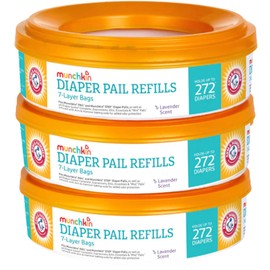 3 Munchkin A&H Diaper Pail Refill Rings, Each Holds up to 272 Newborn Diapers, 3 Pack