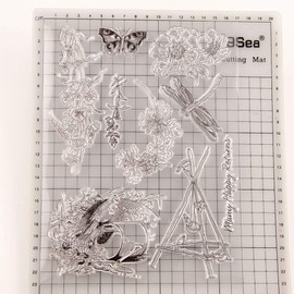 arriettycraft Many Happy Returns Flowers Daisy Bird Campanula Butterfly Dragonfly Clear Stamp for Card Making Decoration and DIY Scrapbooking
