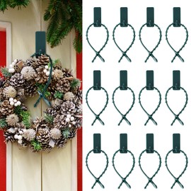 Cinnvoice 12 Pcs Christmas Green Garland Ties 10" Adhesive Silicone Straps Mantel Banister Ties Hooks Reusable Stretchable Hangers for Railing Stocking Wreaths Fences Holiday Decorations